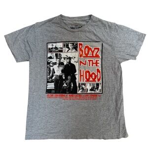 Boyz N The Hood Graphic Short Sleeve Tee - Grey with Red Print 90s